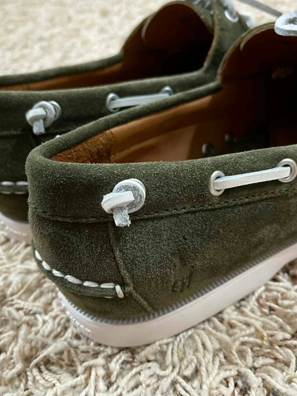 Polo Ralph Lauren Men’s Merton Suede Boat Shoes Olive, Size 9 (New)
